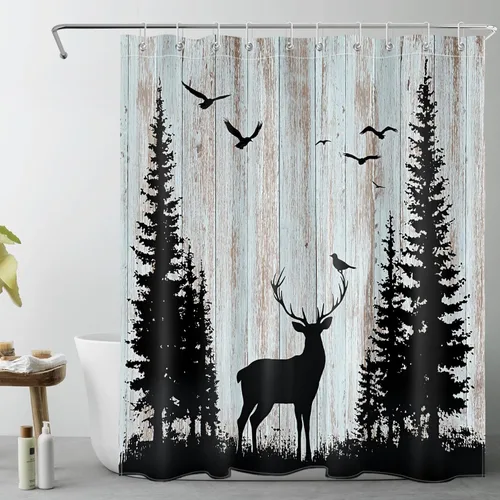 Vista 37 de Cortina de ducha con diseño bohemio de plantas y flores de acuarela sobre fondo beige, cortina de ducha de baño con hojas naturales, cortina