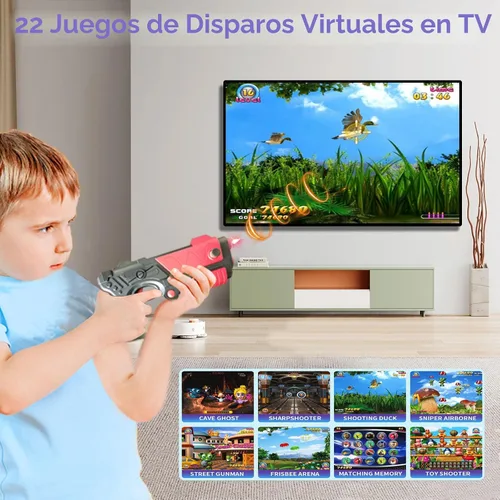 Vista 2 de Consola de videojuegos con más de 100 juegos, consola de videojuegos portátil para niños Plug and Play Video Games for TV, Shooting Games,Game Gun