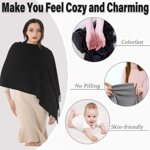 Vista 3 de Gomust Bufanda tipo pashmina para mujer, ideal para regalo de boda, Navidad, cumpleaños, estola grande y suave