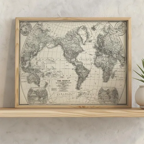 Vista 3 de Póster enmarcado de mapa del mundo de 11 x 14 pulgadas, listo para colgar, reproducción de cartografía de National Geography, arte de pared antiguo