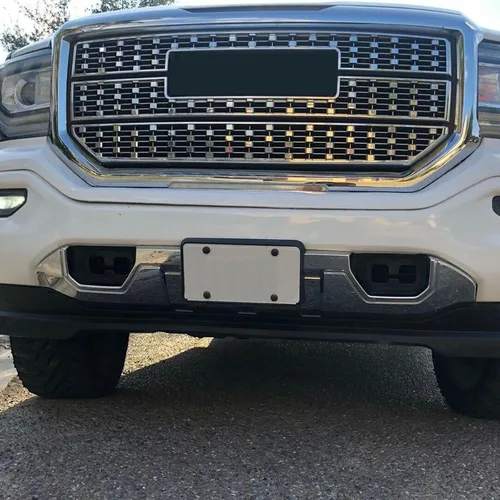 Vista 7 de Placa protectora para parachoques delantero, plástico cromado, compatible con GMC Sierra 1500 Base/Denali/SLE/SLT 2016-2019
