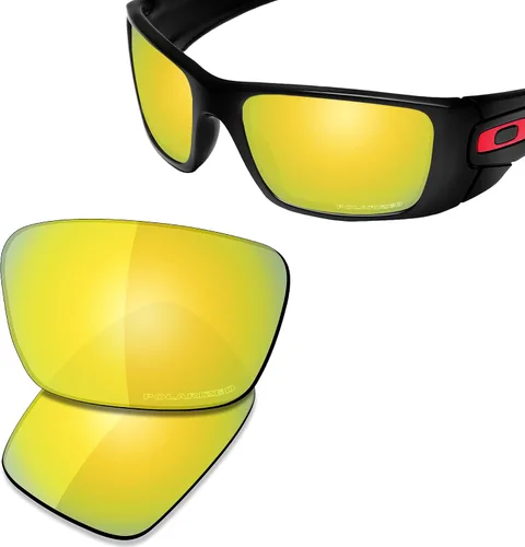 Vista 2 de SAUCER Premium Replacement Lenses for Oakley Fuel Cell OO9096 Sunglasses polarizado oro de 24 quilates