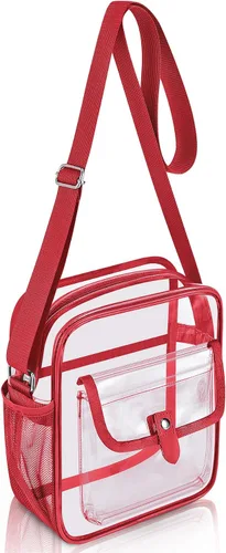 Vista 31 de Bolso bandolera transparente SPODEARS para eventos en estadios y conciertos - Cartera con correa de hombro ajustable con 1 soporte para botella