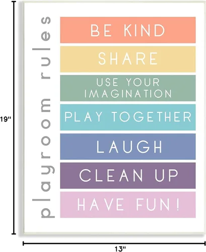 Vista 7 de Stupell Industries Lista audaz de reglas de sala de juegos Kids Rainbow Stripes