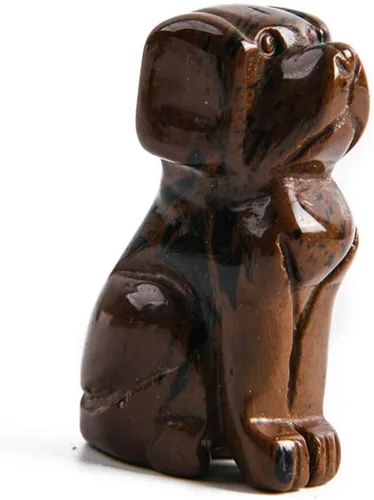Vista 9 de YGLINE Figura de animales de cristal tallada para perro, escultura de estatua de cachorro, decoración para el hogar Jaspe dálmata