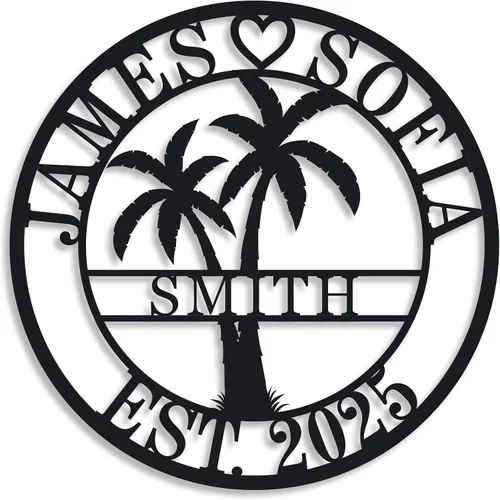 Vista 18 de Regalos de Boda para Parejas 2025, Letreros de Nombre Personalizados de Metal, Letreros de Nombre Personalizados, Letrero de Apellido Familiar