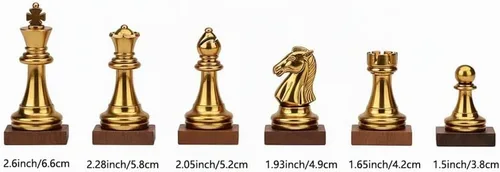 Vista 8 de Piezas de ajedrez de metal con peso de 2.6 pulgadas King Extra Queens Piezas de ajedrez solamente, sin tablero