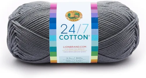 Vista 117 de Lion Brand Yarn - Hilo ligero 24/7 de algodón para tejer, hacer ganchillo y manualidades, Ámbar, paquete de 1 Light Worsted 100% Mercerized Cotton