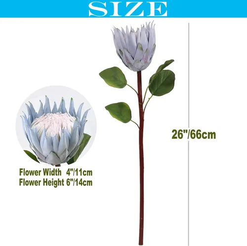 Vista 2 de 4 flores artificiales Protea de 26 pulgadas, flores artificiales de protea de tallo súper largo, protea de seda para decoración del hogar, centro