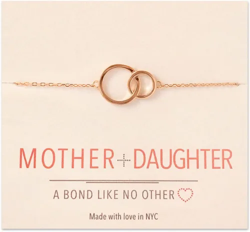 Vista 9 de A+O Regalos para mamá, regalo para madre e hija, collar de círculo entrelazado o pulsera