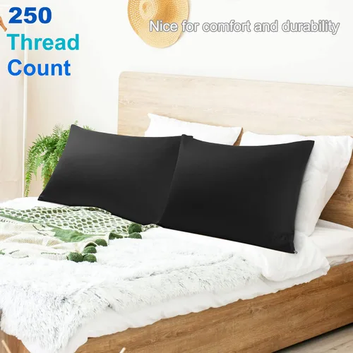 Vista 2 de uxcell Fundas de almohada tejidas de 100% algodón egipcio, fundas de almohada suaves y transpirables con cierre de cremallera, 2 fundas de almohada
