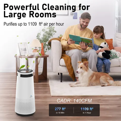 Vista 6 de DH Lifelabs Purificador de aire para el hogar, purificador de aire ionizador para alergias, filtro purificador de aire HEPA elimina el olor