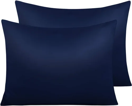 Vista 50 de NTBAY Fundas de almohada de satén con cremallera para cabello y piel, juego de 2 fundas de almohada estándar de lujo con cremallera oculta, 20 x 26