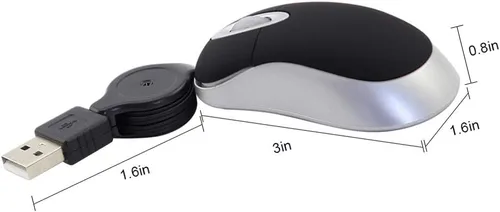 Vista 7 de elec Space Paquete de 2 mini ratones ópticos de viaje - Ratón de bolsillo pequeño para computadora portátil y computadora (negro+rojo)