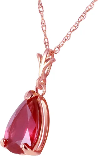 Vista 3 de Galaxy Gold GG Collar con colgante de gota de rubí en forma de pera de oro rosa macizo de 14 quilates de 1,75 quilates
