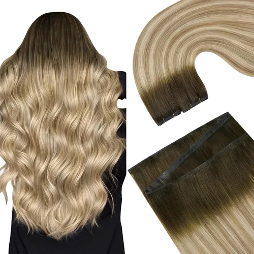 Vista 40 de Ugeat Extensiones de cabello humano de trama de mariposa, color negro, 16