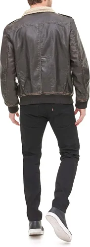 Vista 2 de Levis Mens Faux Leather Sherpa Aviator Bomber Jacket