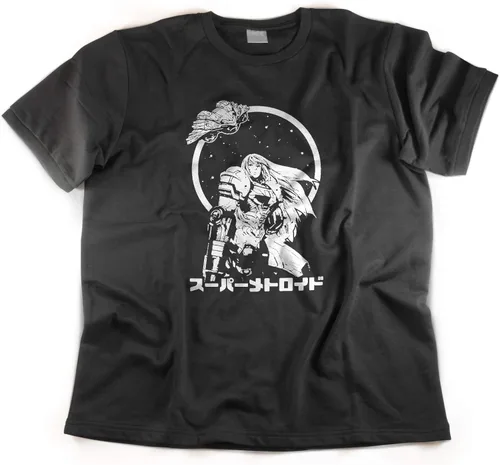 Vista 3 de Revel Shore Camisa interestelar inspirada en Samus Metroid japonesa, Negro