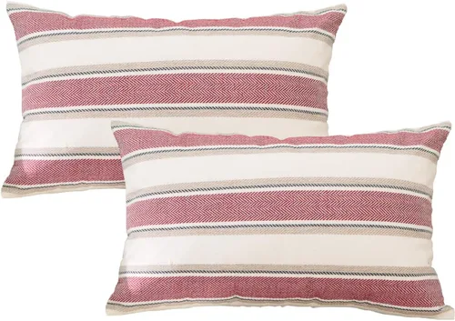 Vista 34 de Funda de almohada a rayas de lino sintético suave cuadrada decorativa con cremallera oculta para sofá, auto o dormitorio 12" x 12" Negro y blanco