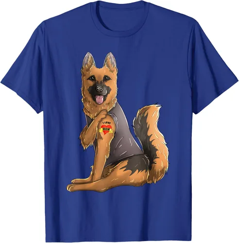 Vista 15 de Camiseta de perro con tatuaje de pastor alemán I Love Mom para el día de la madre, Negro, S