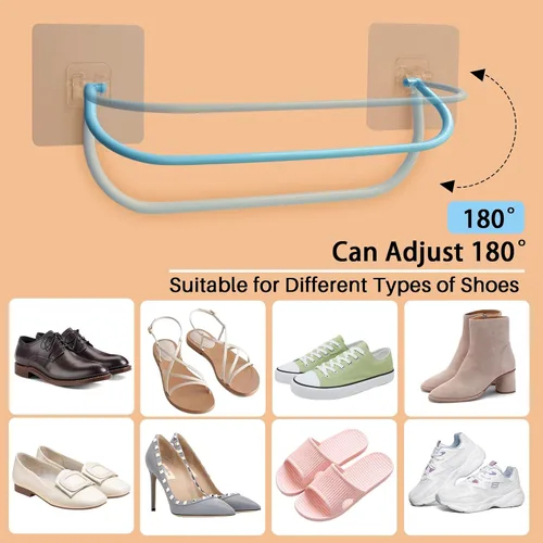 Vista 3 de Paquete de 6 zapateros de pared con tiras adhesivas para colgar, zapatero de pared para caravana, soporte para zapatos de espacio pequeño
