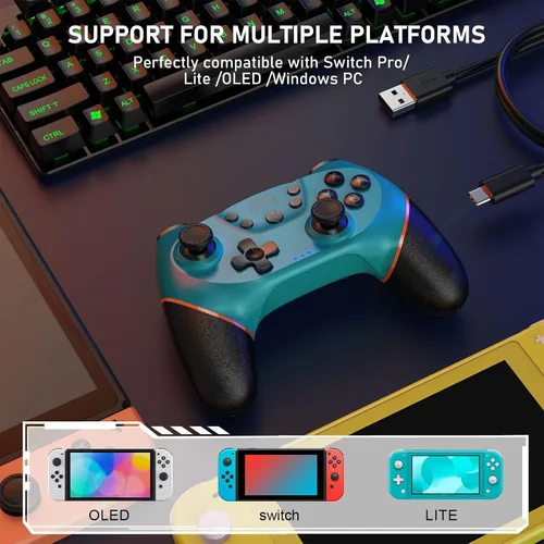 Vista 2 de Controller for Switch, Wireless Pro Controller for Switch 2SwitchSwitch LiteSwitch OLED, Remote Gamepad with Joystick, Adjustable Turbo Vibration