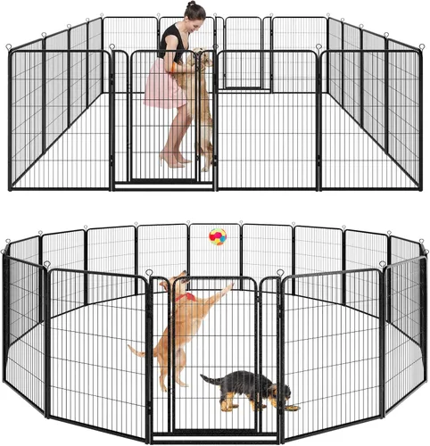 Vista 25 de Kfvigoho Corralito para perros para exteriores, extra ancho, 12 paneles de valla resistente para perros, 32 pulgadas de altura, antioxidante