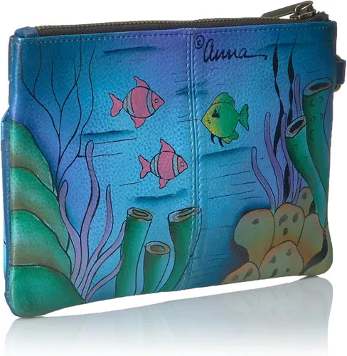 Vista 2 de Anna by Anuschka Cartera organizadora de pulsera de cuero genuino pintada a mano