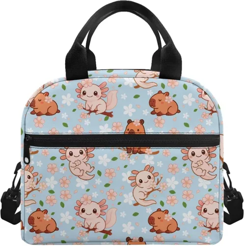 Vista 19 de doginthehole Bolsa de almuerzo portátil de teñido anudado azul, bolsa de almuerzo, organizador reutilizable, hielera para adultos, al aire libre