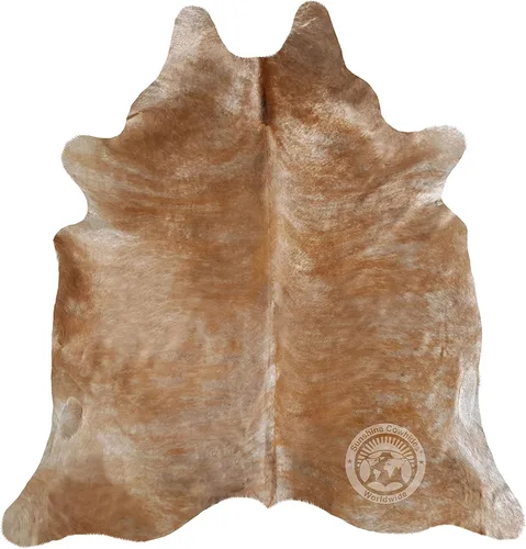 Vista 10 de Sunshine Cowhides Alfombra exótica de piel de vaca palomino 100% auténtica, color beige, alfombra de estilo moderno y alfombra para sala de estar
