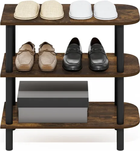 Vista 3 de Furinno Turn-N-Tube - Zapatero estrecho de 3 niveles, zapatero con organizador curvado independiente, 11.7 x 23.6 x 21.9 pulgadas, para entrada