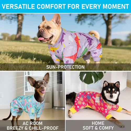 Vista 2 de KYEESE Pijamas para perros, pijamas ligeras para perros pequeños, pijamas de malla transpirable para perros, ropa de una sola pieza suave, cómoda