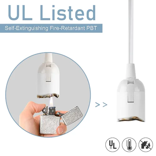 Vista 5 de JACKYLED Cable de Extensión para Linterna Colgante de 15 Pies UL 360W con Enchufe E26 E27 Botón de Encendido/Apagado para Iluminación Colgante