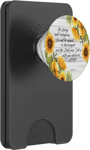 Vista 7 de Joshua 1 9 Cristiano Biblia Verso Girasol Cita de Escritura PopSockets Swappable PopGrip