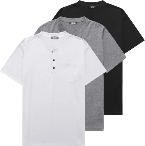 Vista 8 de COOFANDY Paquete de 3 camisetas Henley de manga corta para hombre, estilo casual, básicas, de verano, con bolsillo