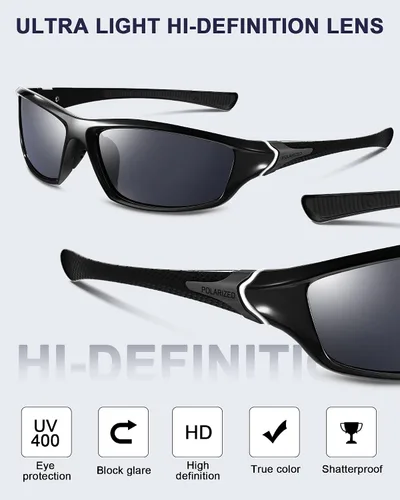 Vista 3 de 3 pares de lentes de sol polarizados deportivos para ciclismo conducción pesca lentes TAC para hombres mujeres jóvenes béisbol correr golf