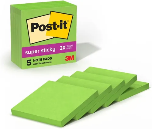 Vista 3 de Post-it Notas Super Sticky 654-5SSLE, 3 x 3 in, Limeade, paquete de 24 Limeade-24 Pack