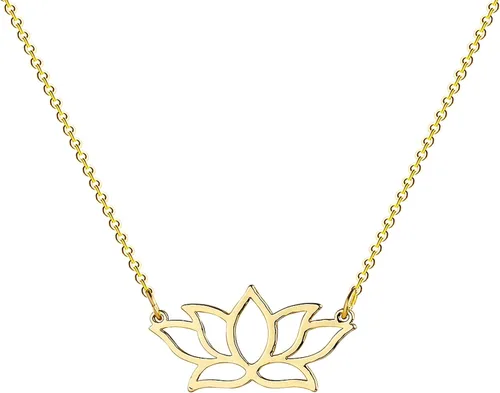 Vista 7 de CAROVO Delicado collar de flor de loto para mujer, chapado en oro de 18 quilates, minimalista, perno de rayo, circonita cúbica, colgante de cruz