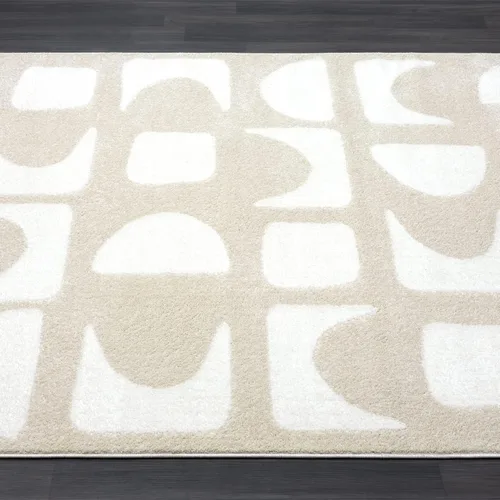 Vista 7 de Abani Nuevo Collection - Alfombra de área, diseño geométrico moderno beige/crema, 4 x 6 pies, fácil de limpiar, duradera para niños y mascotas,