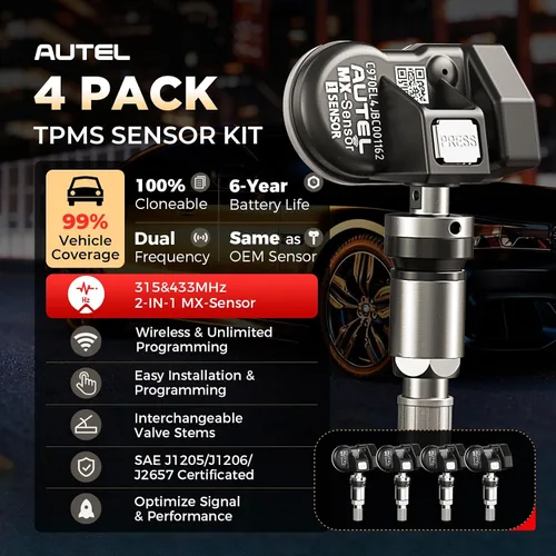 Vista 2 de Autel Sensor TPMS MX-Sensor 2 en 1 (prensado), sensor de presión de neumáticos TPMS programable 315MHz+433MHz, 100% clonable, igual que los sensores