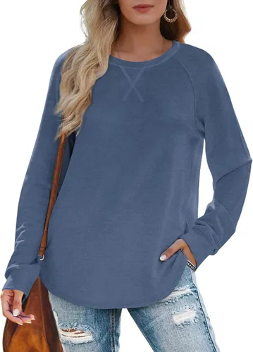 Vista 2 de Sudaderas para mujer, cuello redondo, ajuste holgado, camisetas de manga larga para mujer