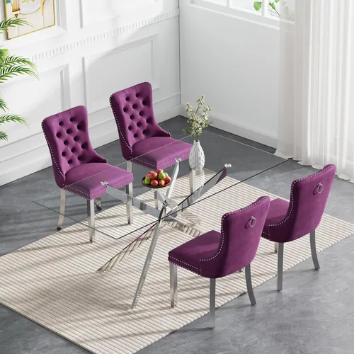 Vista 84 de HomVent Juego de mesa de comedor redonda de vidrio para 2, moderno juego de mesa y sillas de cocina de vidrio templado, juego de mesa de comedor
