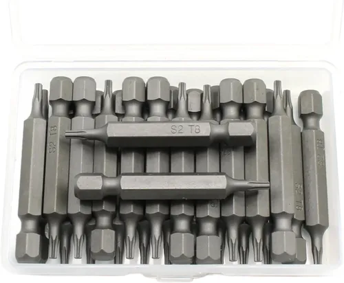 Vista 41 de TMAX Juego de puntas de destornillador de cabeza de estrella T6 Torx de 25 piezas, acero S2 de 6 puntos T-6 puntas de inserción de destornillador