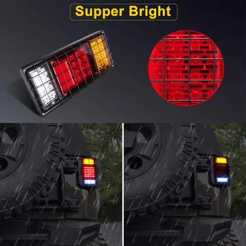 Vista 3 de LIMICAR Kit de 40 luces LED traseras de remolque impermeable, luces de remolque con señal de giro inversa, kit de luz de freno para remolque, luces