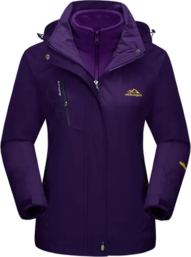Vista 14 de MAGCOMSEN - Abrigos de invierno 3 en 1 para mujer, chaqueta de esquí impermeable, cortavientos, con forro polar, parka