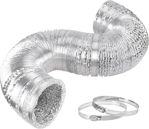Vista 8 de YSSOA Manguera de ventilación para secadora, conducto flexible aislado de 4 pulgadas, 8 pies con 2 abrazaderas, protección resistente de cuatro