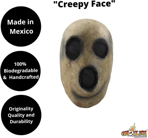 Vista 3 de Eioflia Máscara facial espeluznante pálida de Halloween, disfraz de calavera fantasma, disfraz de cosplay de fiesta de Halloween, máscara facial