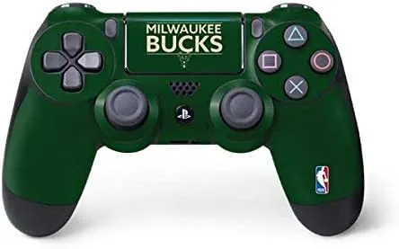 Vista 10 de Skinit Calcomanía para juegos compatible con PS4 Pro/Slim Controller, con licencia oficial de la NBA Milwaukee Bucks Animal Print Black Design