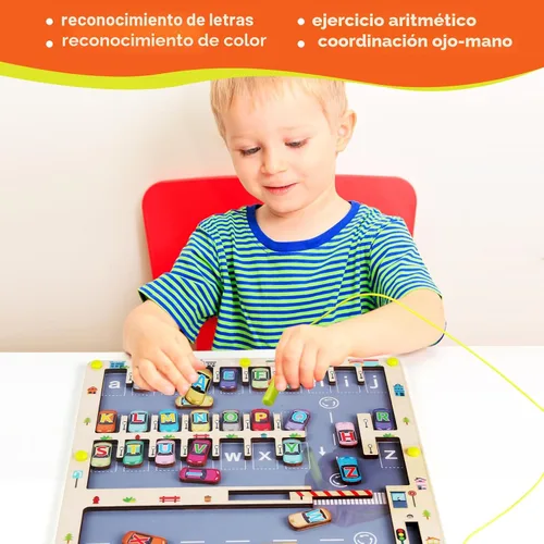 Vista 6 de Laberinto magnético del alfabeto con rompecabezas de letras para un aprendizaje divertido, juguete educativo Montessori para niños y niñas de 3, 4