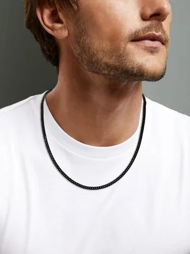Vista 8 de Suplight Cadena de eslabones cubanos curvados de acero inoxidable 316L chapada en oro, plata, negro, para hombre y mujer, 46, 51, 56, 61, 66, 71
